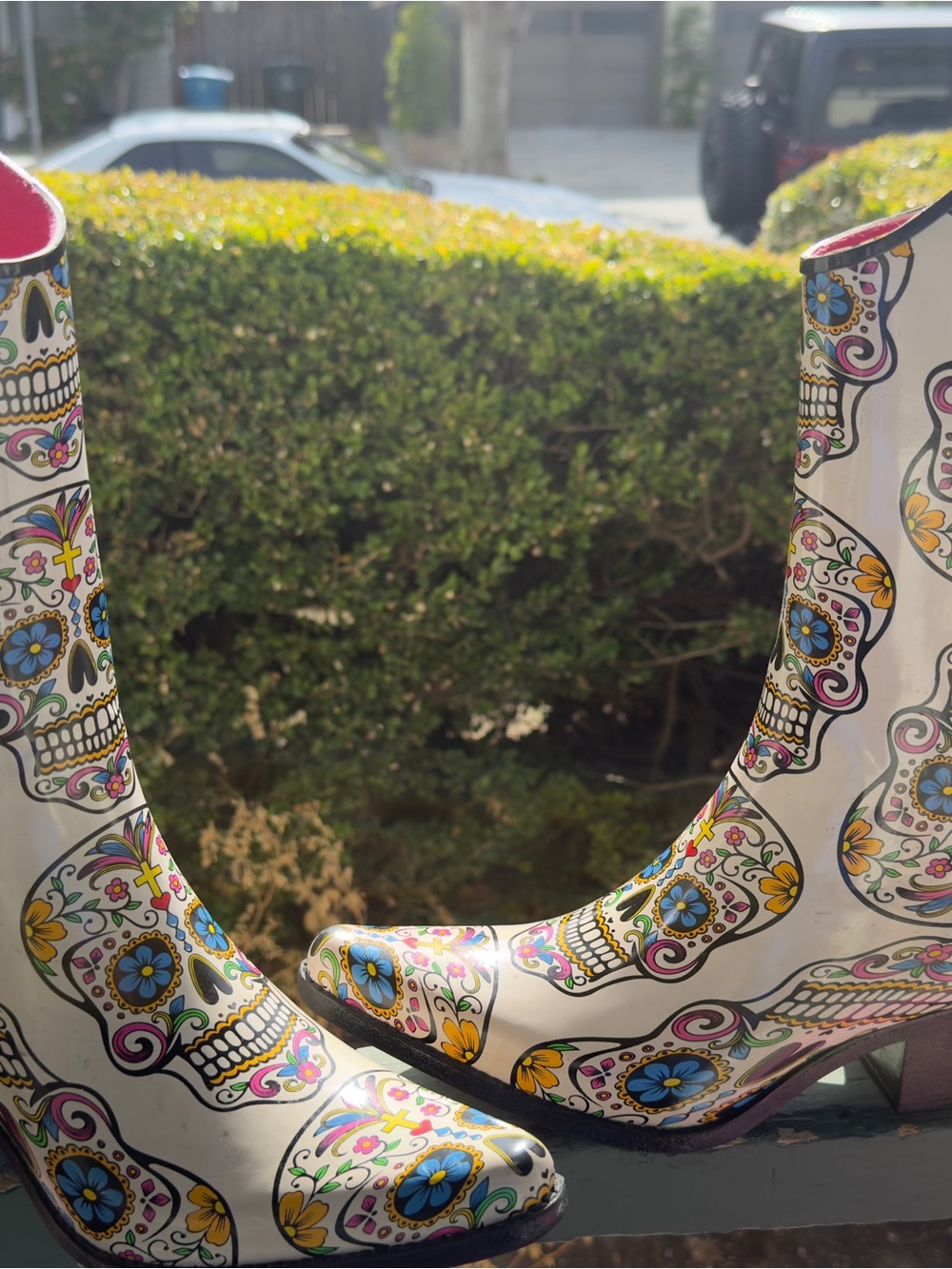 Blazin Roxx White Sugar Skull Ankle Boots with Multicolor Floral Accents